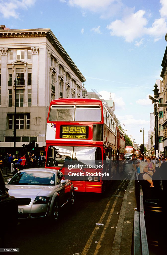 View of a double Decker bus on a street in London