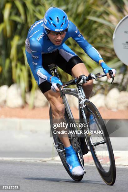 Slovenian Janez Brajkovic rides during the first stage of the 12,6 km time trial in Salou, 15 May 2006. Swiss Fabian Cancellara won the stage as...