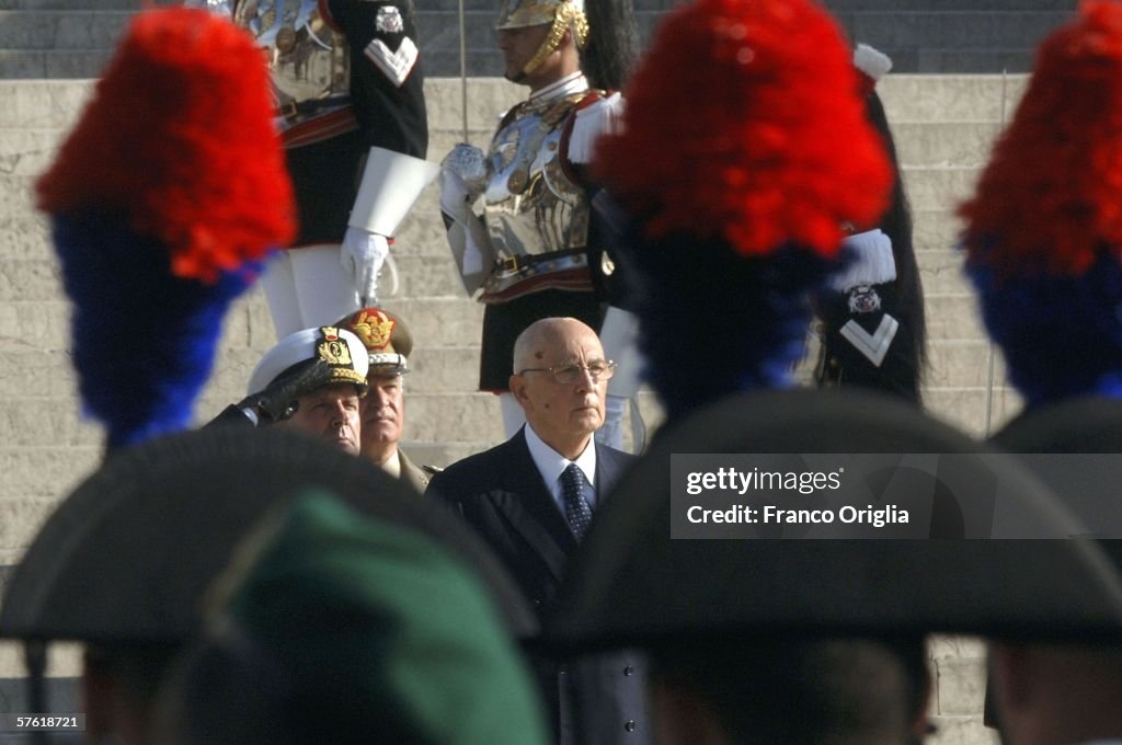 New President Giorgio Napolitano Arrives At Italian Presidential Palace