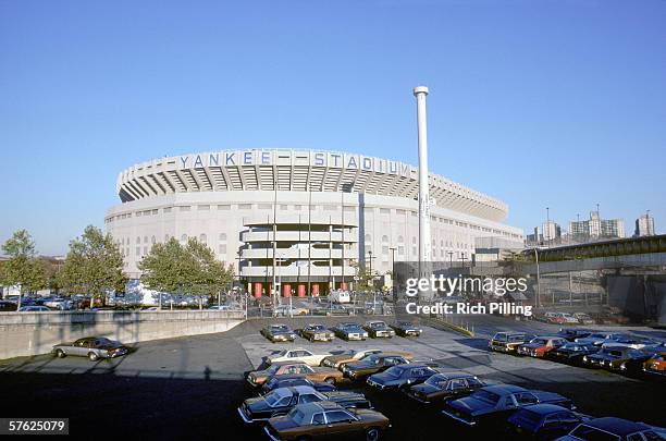 An Exterior view of Yankee Stadium circa 1981 in the Bronx, New York.