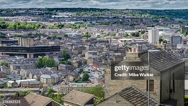 halifax west yorkshire panoramic view - west yorkshire stock pictures, royalty-free photos & images