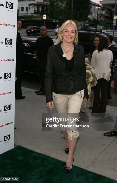 Actress Sharon Stone arrives at the Los Angeles Premiere Of "An Inconvenient Truth" held at the DGA on May 16, 2006 in Los Angeles, California.