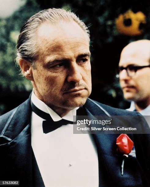 American actor Marlon Brando as Don Vito Corleone in gangster classic 'The Godfather', directed by Francis Ford Coppola, 1972.