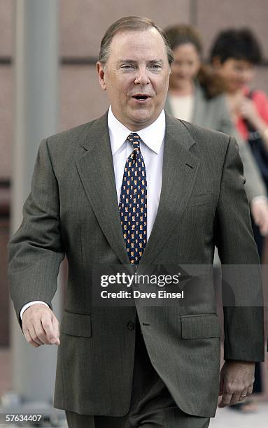 Former Enron CEO, Jeff Skilling, walks to the Bob Casey U.S. Courthouse for his fraud and conspiracy trial May 17, 2006 in Houston, Texas. The case...