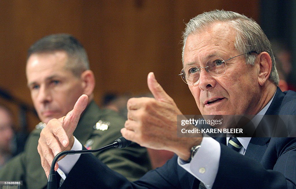 Secdef Rumsfeld US Defense Secretary Donald H. Rumsfeld testifies before the US... News ...
