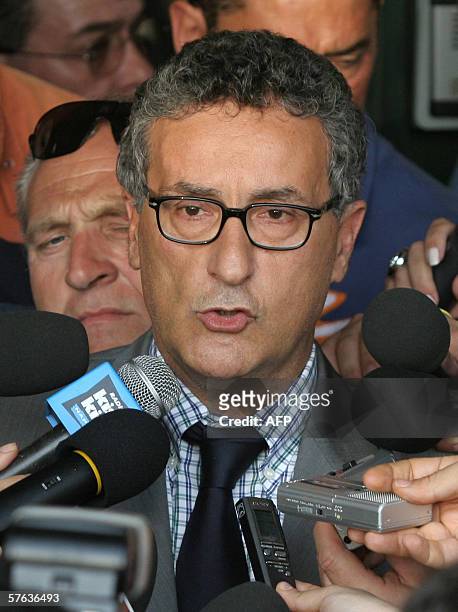 Naples chief prosecutor of D.D.A. , Franco Roberti, addresses journalists during a press conference after the meeting with the prosecutors of Turin...