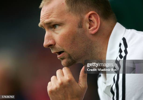 Coach Dieter Eilts of Germany looks on during the Men's Under 21 international friendly match between Netherlands and Germany at the Vijverberg...