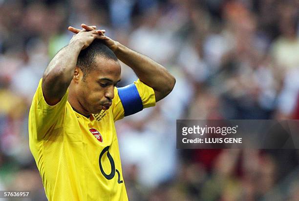 Arsenal's French forward and team captain Thierry Henry reacts during the UEFA Champion's League final football match Barcelona vs. Arsenal, 17 May...