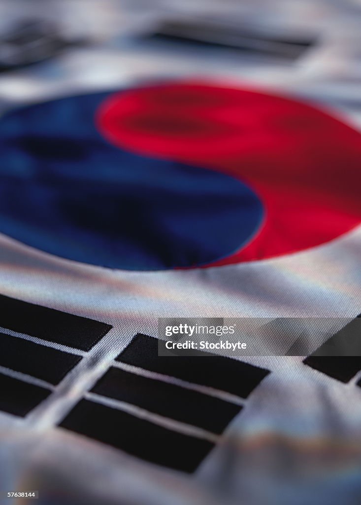 Close-up of the flag of south Korea