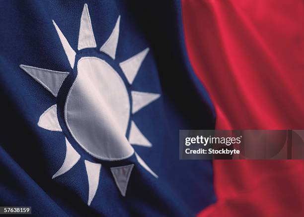 close-up of the flag of taiwan - taiwan flag stock pictures, royalty-free photos & images