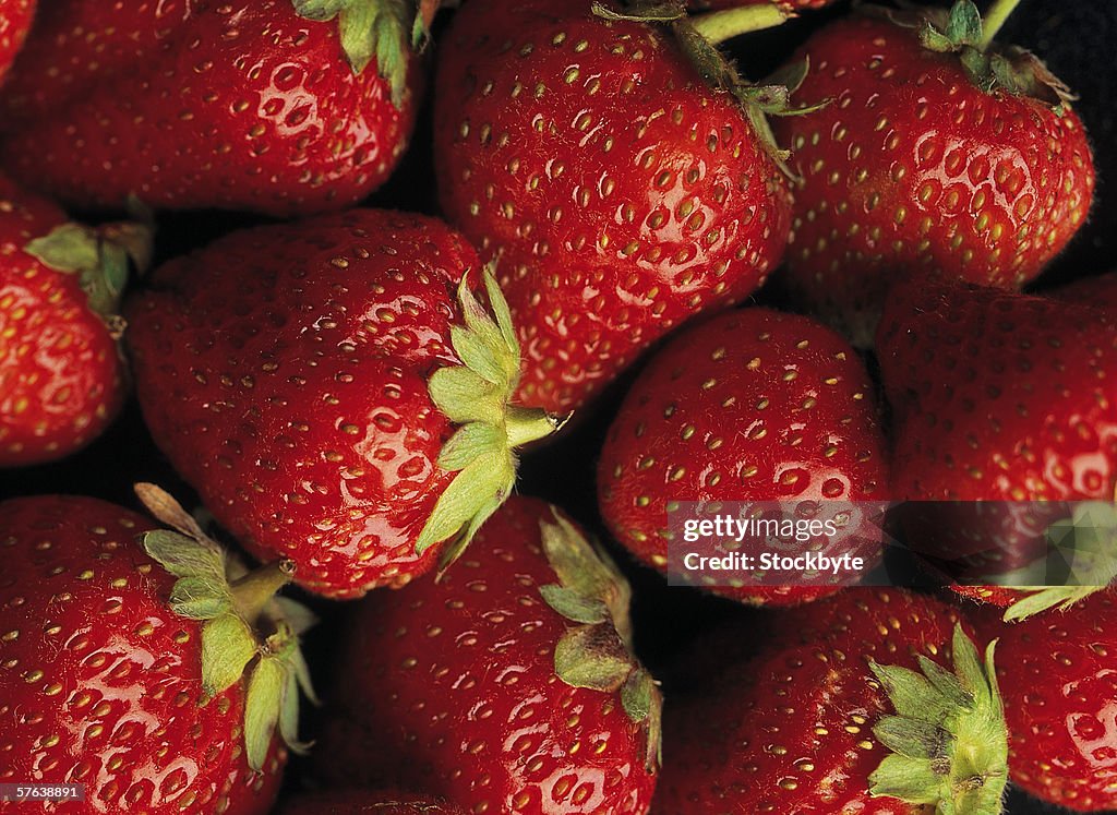 Close-up of a pile of strawberries