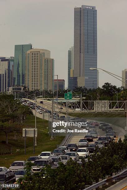 Vehicles form a traffic jam as they exit I-95 onto U.S. 1 May 17, 2006 in Miami, Florida. The Driver?s Seat 2006 AutoVantage Road Rage Survey ranked...