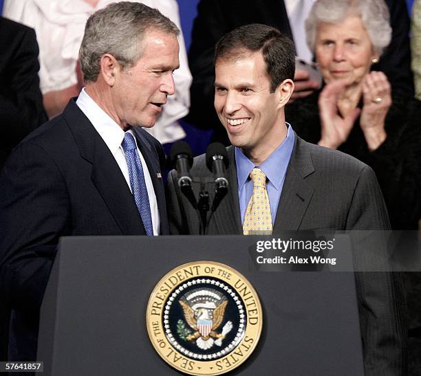 President George W. Bush greets Republican National Committee Chairman Ken Mehlman during the RNC Gala May 17, 2006 at the DAR Constitution Hall in...