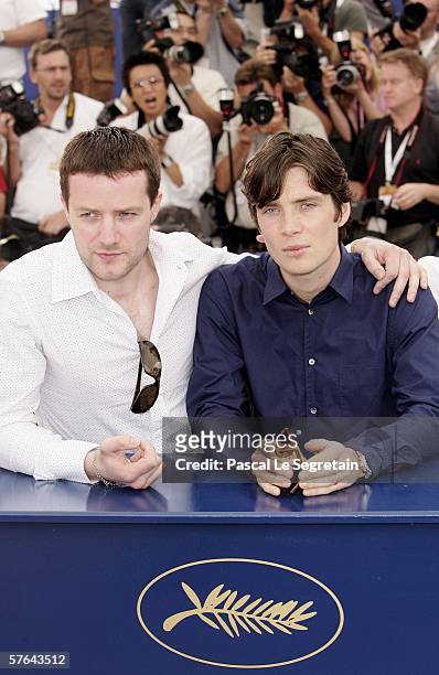 Actors Padraic Delaney and Cillian Murphy attend a photocall promoting the film 'The Wind That Shakes The Barley' at the Palais during the 59th...