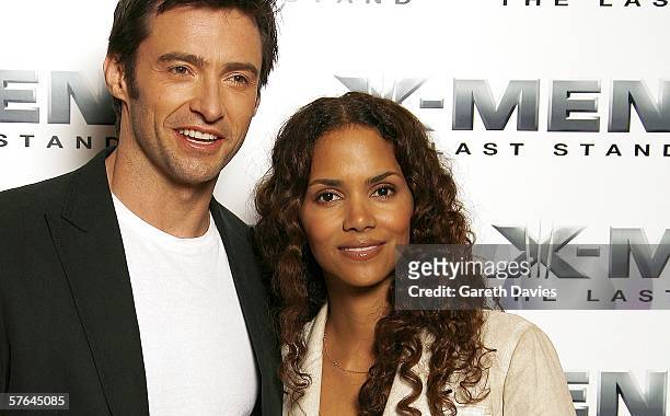 Hugh Jackman and Halle Berry attend the press junket and photocall for X-Men 3 ahead of the UK Premiere on Monday. Dorchester hotel May 18, 2006 in...