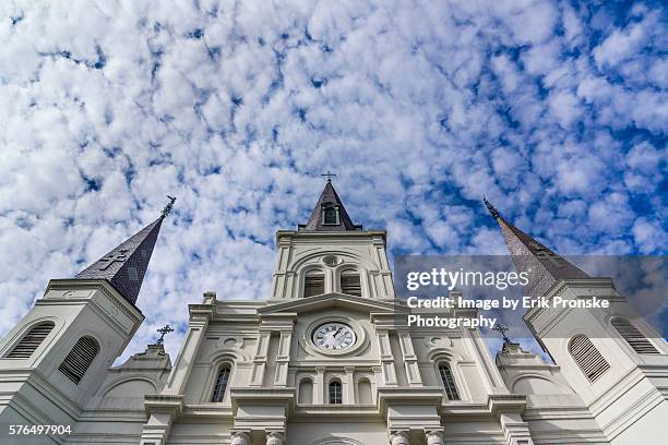 clouds over st. louis cathedral - st louis cathedral new orleans stock pictures, royalty-free photos & images