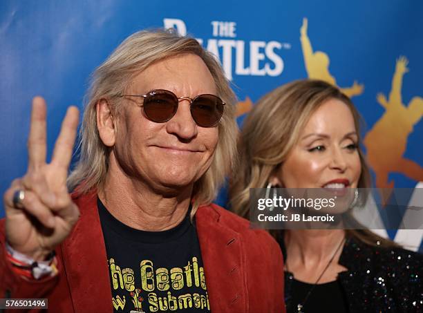 Joe Walsh and Marjorie Bach attend the 10th anniversary celebration of 'The Beatles LOVE by Cirque du Soleil' at The Mirage Hotel & Casino on July...