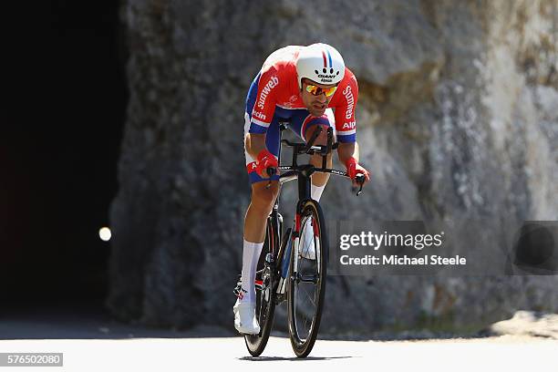 Tom Dumoulin of Netherlands and Team Giant-Alpecin on his way to victory during the 37km Individual Time Trial stage thirteen of Le Tour de France...