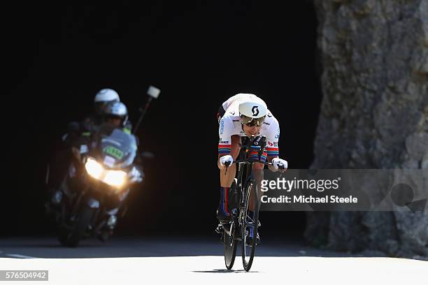 Daryl Impey of South Africa and Orica-BikeExchange during the 37km Individual Time Trial stage thirteen of Le Tour de France from Bourg-Saint-Andeol...