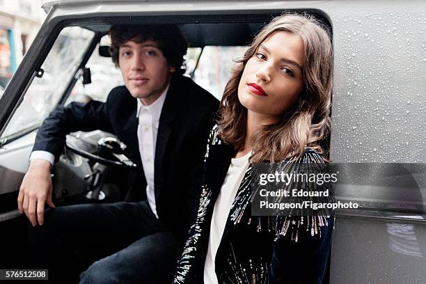 Musical group, Burning Peacocks are photographed for Madame Figaro on May 9, 2016 in Paris, France. David Baudart: Jacket , shirt and jeans . Alma...