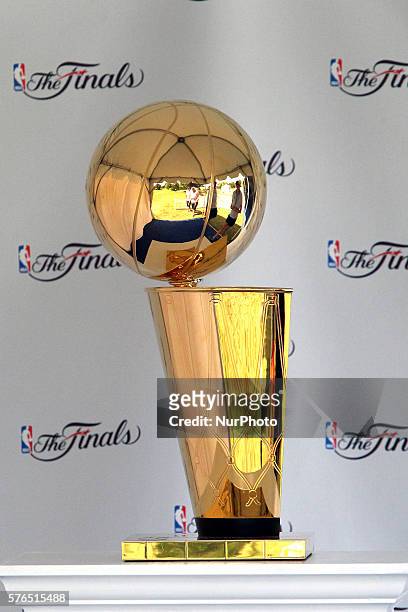 The 2016 Larry OBrien NBA Championship Trophy from the Cavaliers recent win is on display at the tournament with the option for attendees to have...