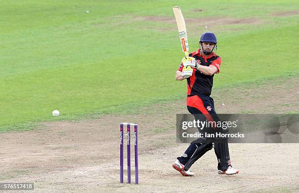 Phil Mustard of Durham in action during the NatWest T20 Blast game between Durham Jets and Northamptonshire Steelbacks at Emirates Durham ICG on July...