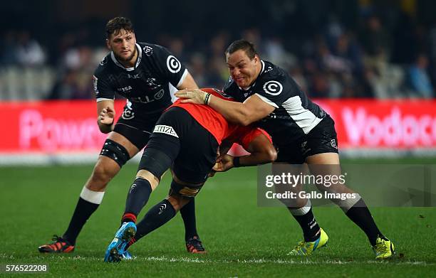 Coenie Oosthuizen of the Cell C Sharks during the Super Rugby match between the Cell C Sharks and Sunwolves at Growthpoint Kings Park on July 15,...