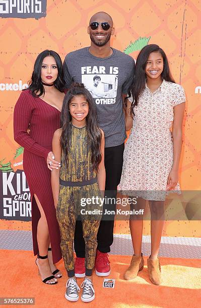 Kobe Bryant and Vanessa Laine Bryant, Gianna Maria-Onore Bryant, and Natalia Diamante Bryant arrive at Nickelodeon Kids' Choice Sports Awards 2016 at...