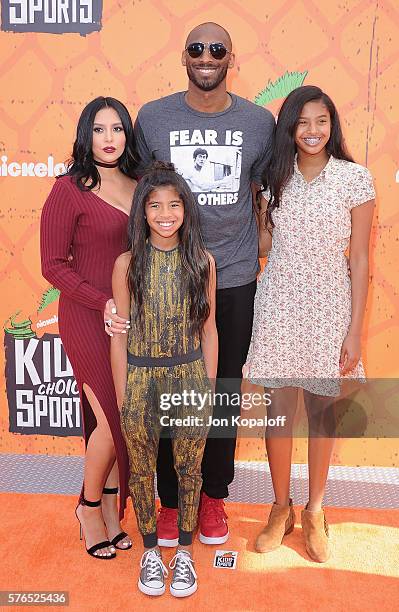 Kobe Bryant and Vanessa Laine Bryant, Gianna Maria-Onore Bryant, and Natalia Diamante Bryant arrive at Nickelodeon Kids' Choice Sports Awards 2016 at...