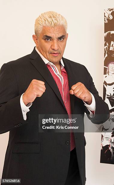 Lucha Libre Wresting Legend Shocker poses for a photo during the "Lucha Mexico" New York Premiere at the Museum of Moving Image on July 15, 2016 in...