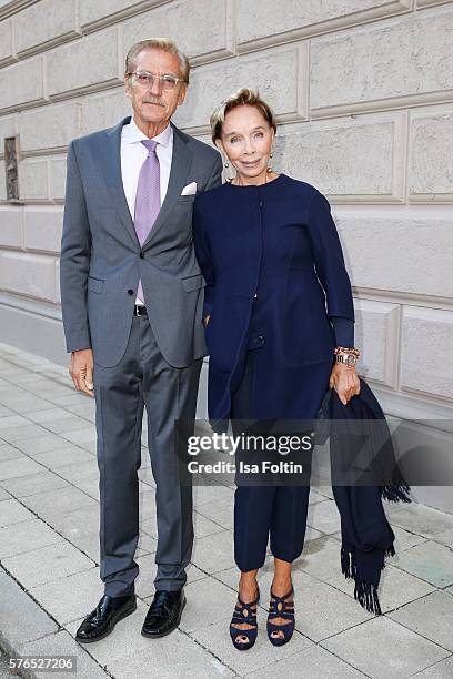 German actress Monika Peitsch and her husband Sven Hansen-Hoechstedt attend the Thurn & Taxis Castle Festival 2016 - 'Carmen' Opera Premiere on July...