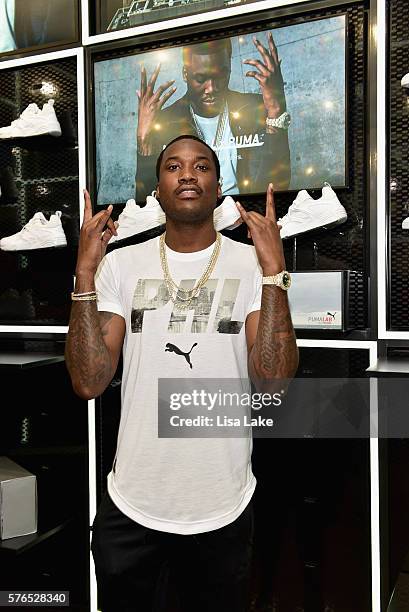 Rapper Meek Mill attends the Meek Mill debut of Dreamchasers x PUMA Collab at New Puma Lab powered by Foot Locker at Roosevelt Mall on July 15, 2016...