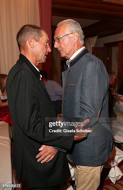 Michael Lesch and Franz Beckenbauer during a bavarian evening ahead of the Kaiser Cup 2016 on July 15, 2016 in Bad Griesbach near Passau, Germany.