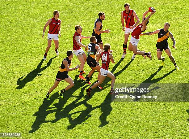 Craig Bird of the Bombers marks during the round 17 AFL match between the Richmond Tigers and the Essendon Bombers at Melbourne Cricket Ground on...