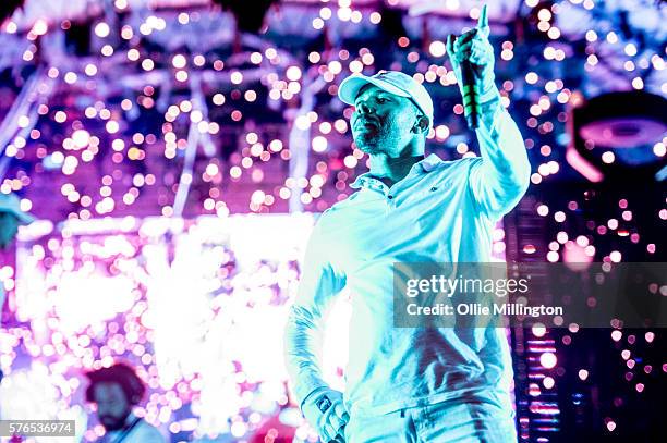 Walshy Fire of Major Lazer perfoms during the Major Lazer headline show at the end of Day 1 of Lovebox Festival at Victoria Park on July 15, 2016 in...