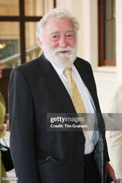 Botanist David Bellamy arrives at Buckingham Palace for a reception hosted by Queen Elizabeth II, for those 'Serving Beyond Sixty' on May 18, 2006 in...