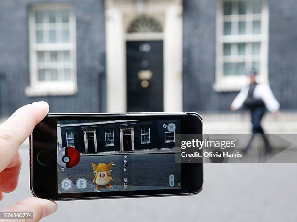 Raticate, a character from Pokemon Go, a mobile game that has become a global phenomenon, on July 15 in Downing St , London, England. The app lets...