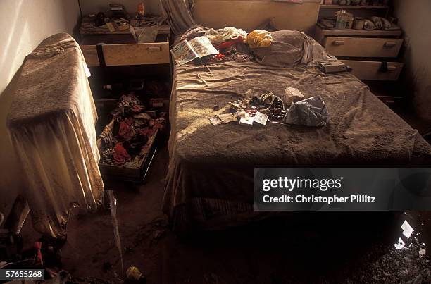 Looted house in Amersham, a district of Plymouth. 10 years ago the Soufriere-Hills Volcano erupted and destroyed large parts of the Caribbean island...