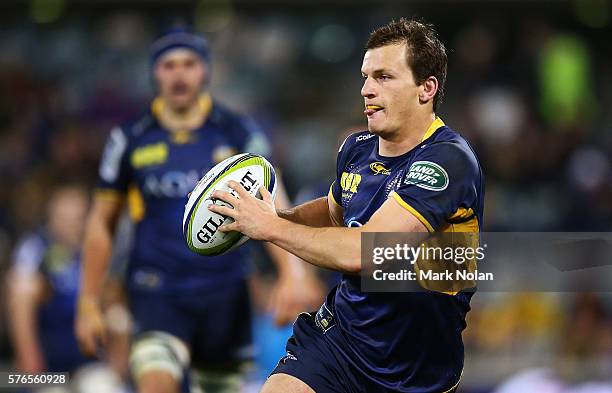 James Dargaville of the Brumbies in action during the round 17 Super Rugby match between the Brumbies and the Force at GIO Stadium on July 16, 2016...