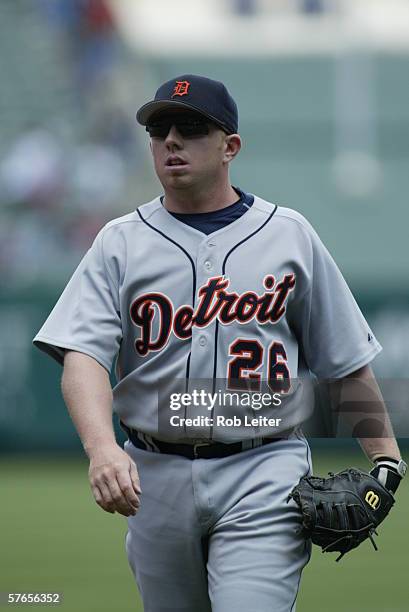 Chris Shelton of the Detroit Tigers is pictured during the game against the Los Angeles Angels of Anaheim at Angel Stadium in Anaheim, California on...