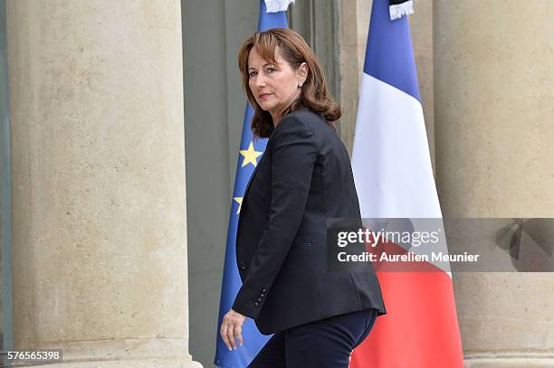 Segolene Royal, French Minister of Ecology, Sustainable Development and Energy arrives to the restricted session of the council of security and...