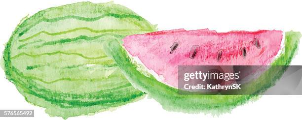 watercolor watermelon - kathrynsk stock illustrations