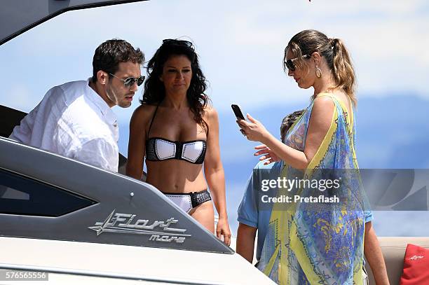 Kelly Brook and Jeremy Parisi are seen on July 16, 2016 in Ischia, Italy.