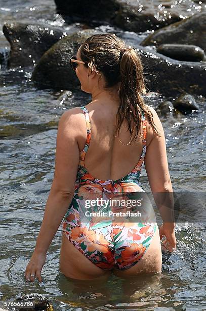 Kelly Brook and Jeremy Parisi are seen on July 16, 2016 in Ischia, Italy.