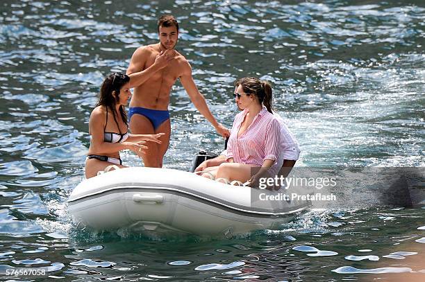 Kelly Brook and Jeremy Parisi are seen on July 16, 2016 in Ischia, Italy.