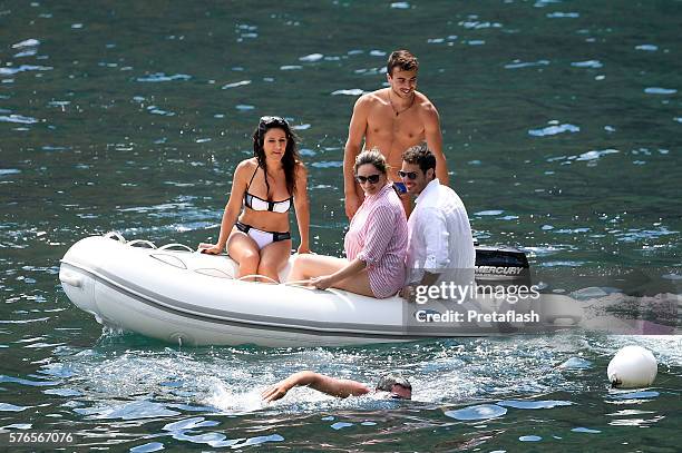 Kelly Brook and Jeremy Parisi are seen on July 16, 2016 in Ischia, Italy.