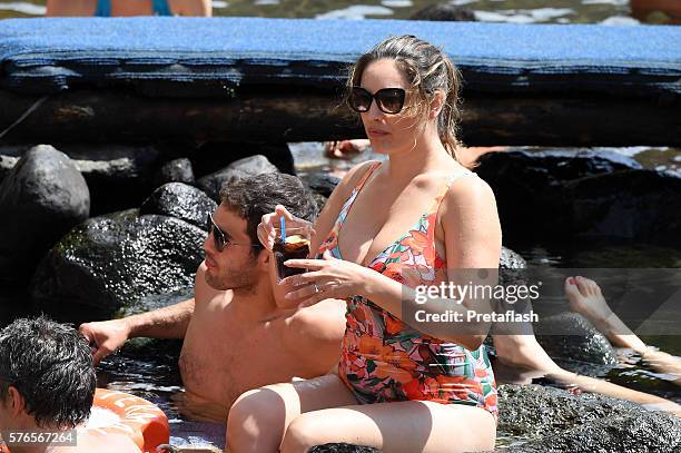 Kelly Brook and Jeremy Parisi are seen on July 16, 2016 in Ischia, Italy.