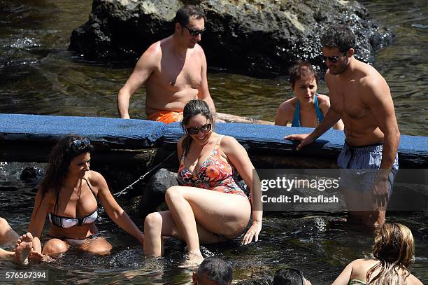 Kelly Brook and Jeremy Parisi are seen on July 16, 2016 in Ischia, Italy.