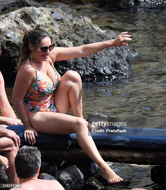 Kelly Brook and Jeremy Parisi are seen on July 16, 2016 in Ischia, Italy.