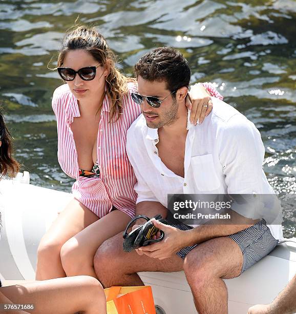 Kelly Brook and Jeremy Parisi are seen on July 16, 2016 in Ischia, Italy.